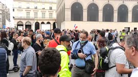 The Conseil Constitutionnel officially validates the health pass today; causing protest face to its siege. Paris.5aug2021 Presence of the head of the Yellow vests (gilets jaunes) Jerome Rodrigues.