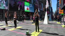 Summer Solstice Yoga In Times Square In NY, US