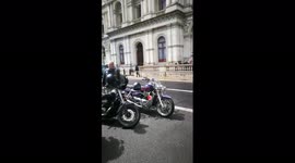 Justice for Gurkhas, Whitehall, London. Sat 7th Aug. Bikers support the Gurkhas at a demo in London.