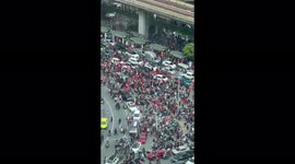 Pro-democracy protesters gather at Victory Monument in Bangkok, Thailand