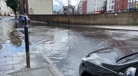 Flooded streets after heavy rain in London, United Kingdom, 7 August 2021