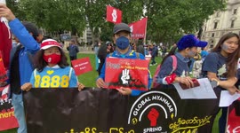 Save Myanmar protest outside Houses of Parliament in London