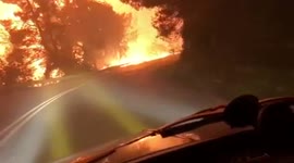 Greece wildfires: Inferno surrounds car and beaches on Evia island