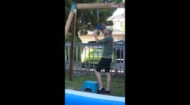 'Man Finds Out he's Too Old to be Playing on Jungle Gym'