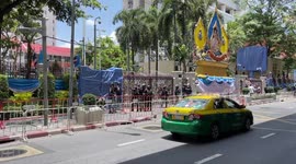 Riot team protect HQ ahead of anti-government protest in Bangkok, Thailand