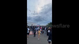 Fans are waiting for Leonel Messi at the airport in Paris, France