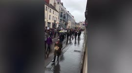 Anti-vaccine pass protesters march in Dijon, France