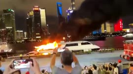 Luxury yacht catches fire with people onboard in China