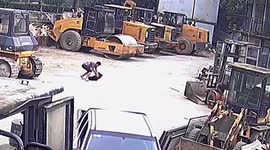 Chinese man controls dog trying to attack him