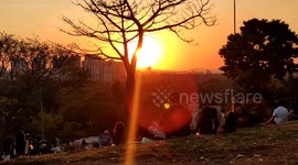 Residents of São Paulo, Brazil enjoy the sunset on recently reopened Praça do Pôr do Sol