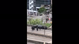 Confrontation between police and protesters in Bangkok, Thailand