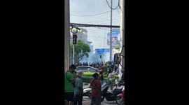 Anti-government protesters in Bangkok, Thailand stage a car mob amid COVID-19 outbreak