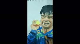Artist draws portrait of Indian athlete who won gold at Tokyo Olympics