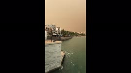Gloomy skies in Chalcis, Greece after the fires