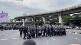 Riot police clash with anti-regime activists in Bangkok, Thailand