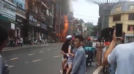 Shop selling gas canisters explodes in Vietnamese city destroying nearby buildings