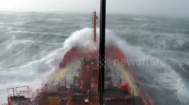 Chemical tanker battered as it powers through waves in the North Sea