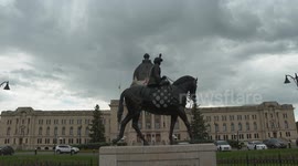 Statue of Queen Elizabeth the Second in Front of the Manitoba Legislative Building in Winnipeg, Canada