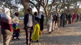 Huge queue to polling stations for the presidential election In Lusaka, Zambia