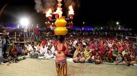 Flaming pot balanced on dancer's head falls during show in northern India