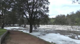 An unusual sight – the Swan River in flood at Walyunga National Park August 2021