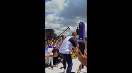 French medalists celebrate with their fans at their return in France