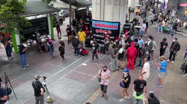 Anti-government protesters hold music show at rally in Bangkok, Thailand