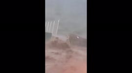 Terrifying scenes as muddy torrent pours down streets in El Paso, Texas