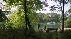 Peaceful fishing at Parc de la Tête d'Or in Lyon, France