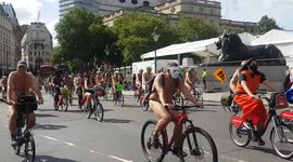 World Naked Bike Ride passes through Trafalgar Square in London