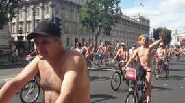 Nudists take to their bicycles riding through London