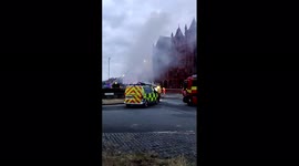 UK: Fire Breaks Out At 3 Story Building Near Old Trafford Stadium In Manchester