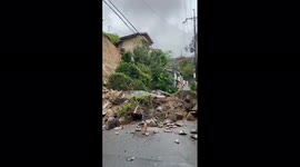 Landslide caused by heavy rain in Kyoto, Japan
