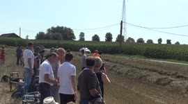 Rally car misses its turn. Drive backwards and almost end up in the canal