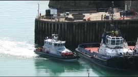 UK Border Force vessel brings migrants into Dover harbour