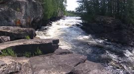 We Were on a Portage Trail in Canada and Got to See Lower Basswood Falls Close Up