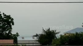 Wildfire haze obscures horizon in British Columbia, Canada