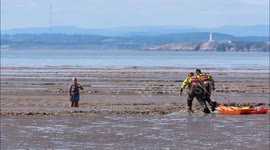 UK woman had to be rescued from a beach this weekend after she was swallowed up by the mud