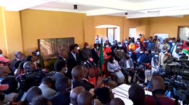 Zambian opposition leader Hichilema gives press conference after winning election