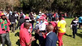 Zambians in Lusaka celebrating the victory of Zambia's opposition leader Hakainde Hichilema