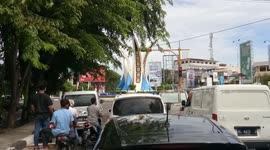 Seconds of saluting the flag in downtown Banda Aceh 17 August 2021 Celebrating 76th Independent Day Of Indonesia