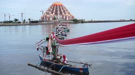 Huge flag unravelled across river to mark 76th Indonesian Independence Day