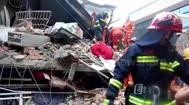 Residential building collapses in China after gas cylinder explodes