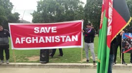 UK Afghans protest outside the Houses of Parliament, London, calling on the British government to put a stop to the overthrow of their country by the Taliban