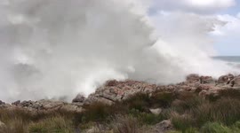 Rogue wave soaks Auckland woman through open car window as she films the view