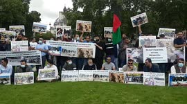 Protesters supporting various causes demonstrate on Parliament Square as Parliament is recalled