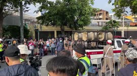 Thai anti-government activists block traffic in Bangkok, Thailand