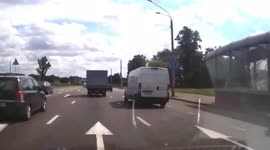 Rough road accident of a motorcyclist and a truck on the highway
