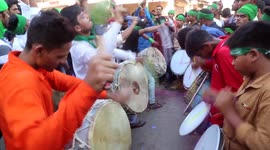 Muslim Men Playing Various Musical Beats During Muharram Procession In India