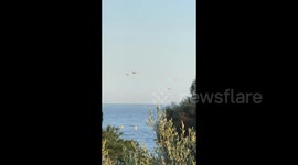 Canadians planes prepare to withstand a fire in the Var department, Sainte-Maxime, France